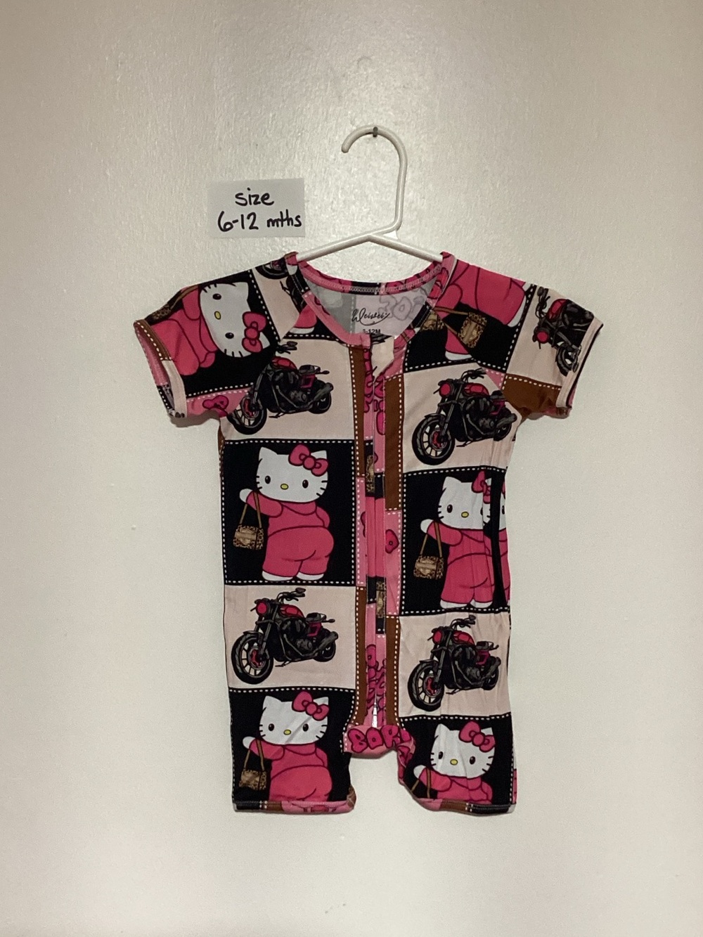 Hello Kitty Pink Graphic Zip-Front Baby One-Piece